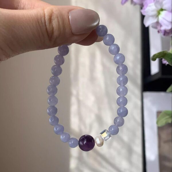 New - Chinese Style Aquamarine, Amethyst & Freshwater Pearl Bracelet