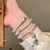 Milk white natural delicate cat eye stone double-layer layered bracelet