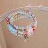 New - Chinese Style Dual - Layered Bracelet with Shoushan Stone, Colorful Beads & Cat's - Eye Stones