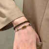 Broken silver tiger eye stone bead bracelet for women, couple bracelet set