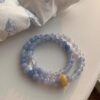 Natural stone sea blue double-layer bead bracelet, niche and fresh temperament bracelet
