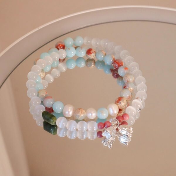 New - Chinese Style Dual - Layered Bracelet with Shoushan Stone, Colorful Beads & Cat's - Eye Stones