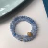 Natural stone sea blue double-layer bead bracelet, niche and fresh temperament bracelet