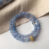 Natural stone sea blue double-layer bead bracelet, niche and fresh temperament bracelet