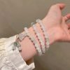 Milk white natural delicate cat eye stone double-layer layered bracelet