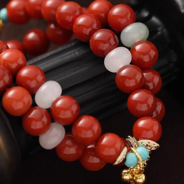 New Chinese Style Retro 'Eight Directions Bring Wealth' Natural Stone Bracelet for Women