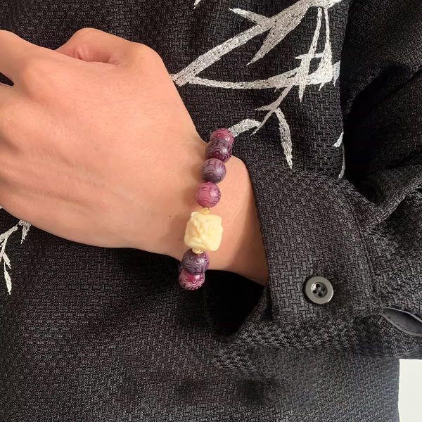 "Lion Dance" Grape Agate Bracelet｜Purple Crystal Energy Beads｜Wealth & Protection Jewelry