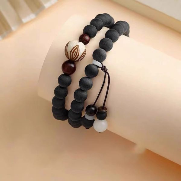 Healing Bodhi Double Circle Bracelet｜Natural Amber & Wood Beads｜Chakra Balancing Spiritual Jewelry