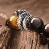Year of Protection Silver Obsidian Bracelet｜Tiger Eye Wealth Beads｜Men's Spiritual Jewelry