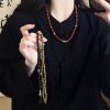 Chinese Style Black Ebony & Dzi Bead Triple - Layered Bracelet for Her