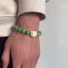 "Avocado Green Lion Dance" Couple Bracelet｜Feng Shui Healing Jewelry｜Chakra Balancing Beads