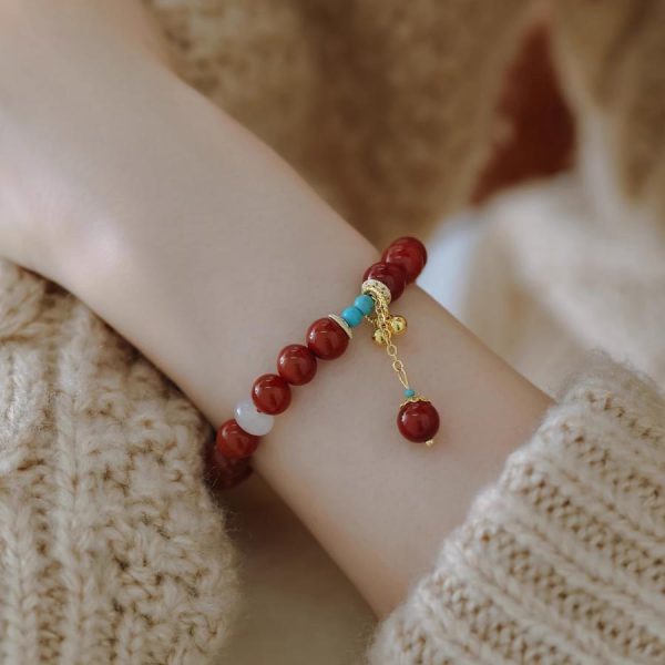 New Chinese Style Retro 'Eight Directions Bring Wealth' Natural Stone Bracelet for Women