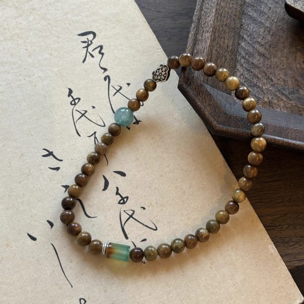 Feng Shui Double Circle Bracelet｜Green Sandalwood & Carnelian Beads｜Wealth Attracting & Chakra Balancing