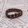 "Zen Double Circle" Golden Sandalwood Bracelet｜Feng Shui Wood Beads｜Chakra Balancing Spiritual Jewelry
