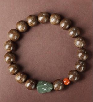Wealth Guardian Brunei Agarwood Bracelet｜10MM Natural Nephrite Beads｜Men's Spiritual Jewelry