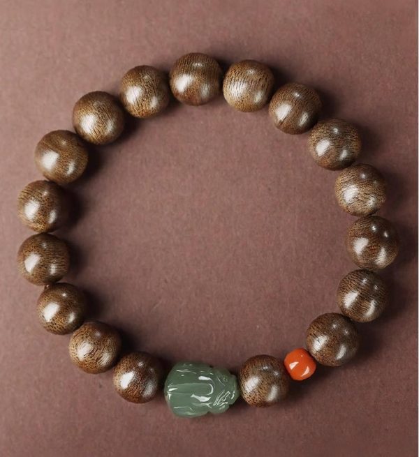 Wealth Guardian Brunei Agarwood Bracelet｜10MM Natural Nephrite Beads｜Men's Spiritual Jewelry