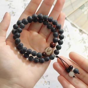 Healing Bodhi Double Circle Bracelet｜Natural Amber & Wood Beads｜Chakra Balancing Spiritual Jewelry