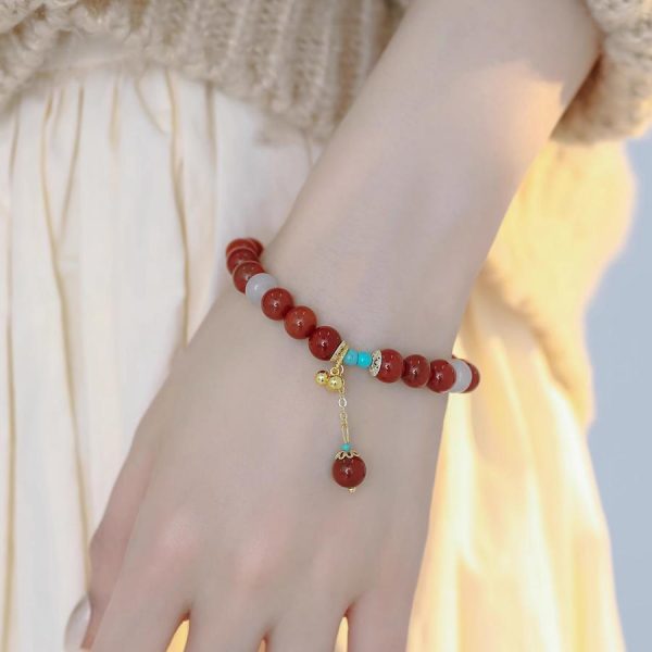 New Chinese Style Retro 'Eight Directions Bring Wealth' Natural Stone Bracelet for Women
