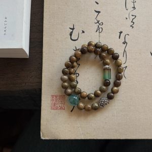 Feng Shui Double Circle Bracelet｜Green Sandalwood & Carnelian Beads｜Wealth Attracting & Chakra Balancing