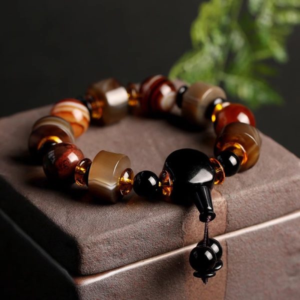 Tibetan Dzi Agate Bracelet｜Men’s Matte Beads｜Chakra Healing & Spiritual Protection