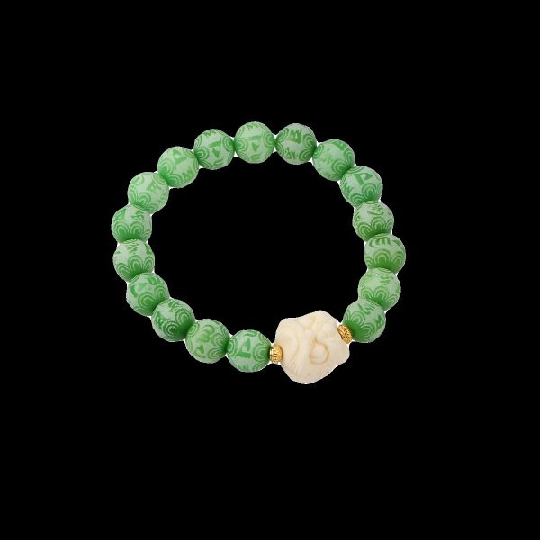 "Avocado Green Lion Dance" Couple Bracelet｜Feng Shui Healing Jewelry｜Chakra Balancing Beads