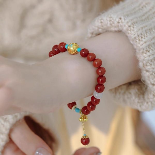 New Chinese Style Retro 'Eight Directions Bring Wealth' Natural Stone Bracelet for Women