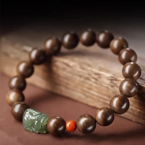 Wealth Guardian Brunei Agarwood Bracelet｜10MM Natural Nephrite Beads｜Men's Spiritual Jewelry