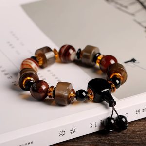Tibetan Dzi Agate Bracelet｜Men’s Matte Beads｜Chakra Healing & Spiritual Protection