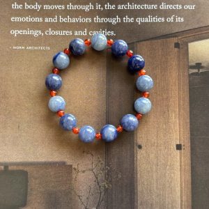 Chinese Style Natural Blue Aventurine & Red Agate Elastic Bracelet