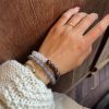 Trending! New - Chinese Style Dual - Layered Elastic Bracelet with Natural Lime Agate, Black Ebony & Three - Eyed Dzi Beads