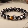 Year of Protection Silver Obsidian Bracelet｜Tiger Eye Wealth Beads｜Men's Spiritual Jewelry
