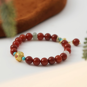 New Chinese Style Retro 'Eight Directions Bring Wealth' Natural Stone Bracelet for Women
