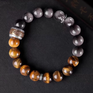 Black Myth Wukong Obsidian Bracelet｜Six True Words Mantra Beads｜Protection & Spiritual Jewelry
